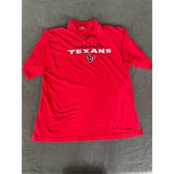 Houston Texans T Shirt Mens XL Red V Neck Short Sleeve Embroidered Football NFL - Picture 1 of 6